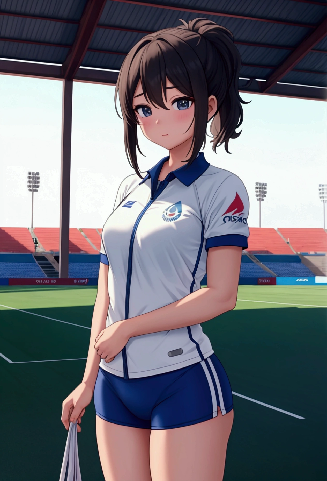 Sports Girl，Start location，Asian Games，Dirt，Vision，Ultra-fine，Super detailed，high quality，8k ，OC Rendering，Dynamic Viewing Angle