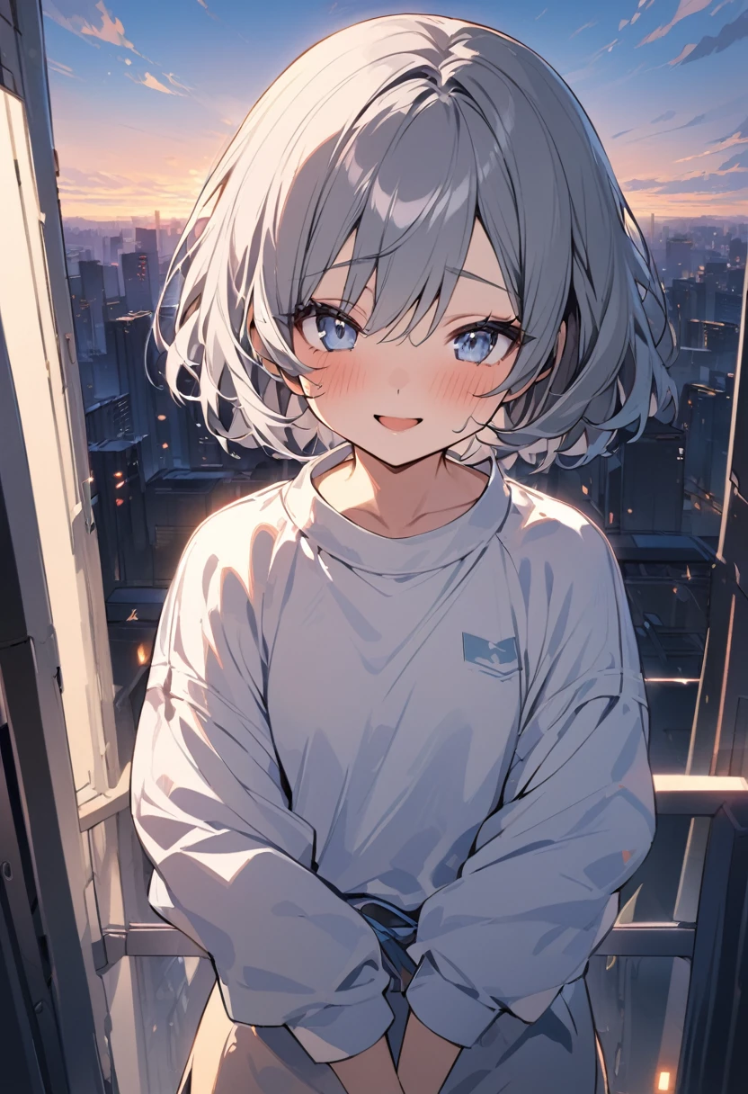 (masterpiece,Best Quality), , Girl looking at viewer, , {Top view|bottom view|medium view}, , {by the wide|short hair}, (wavy fur:0.8),, {Upper part of the body|cowboy shot}, , {inside|outdoor}, , {fancy|modern|Science fiction},, {dawn|evening}, , {blue eyes|black eyes|grey eyes},, {shy|happy|sad|smile|happy face},