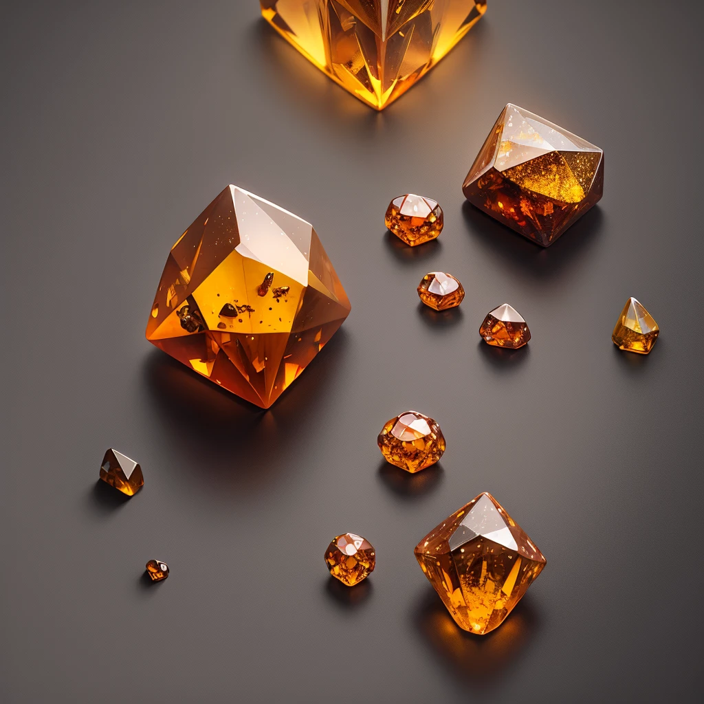 amber crystallized mineral in the shape of a rhombus