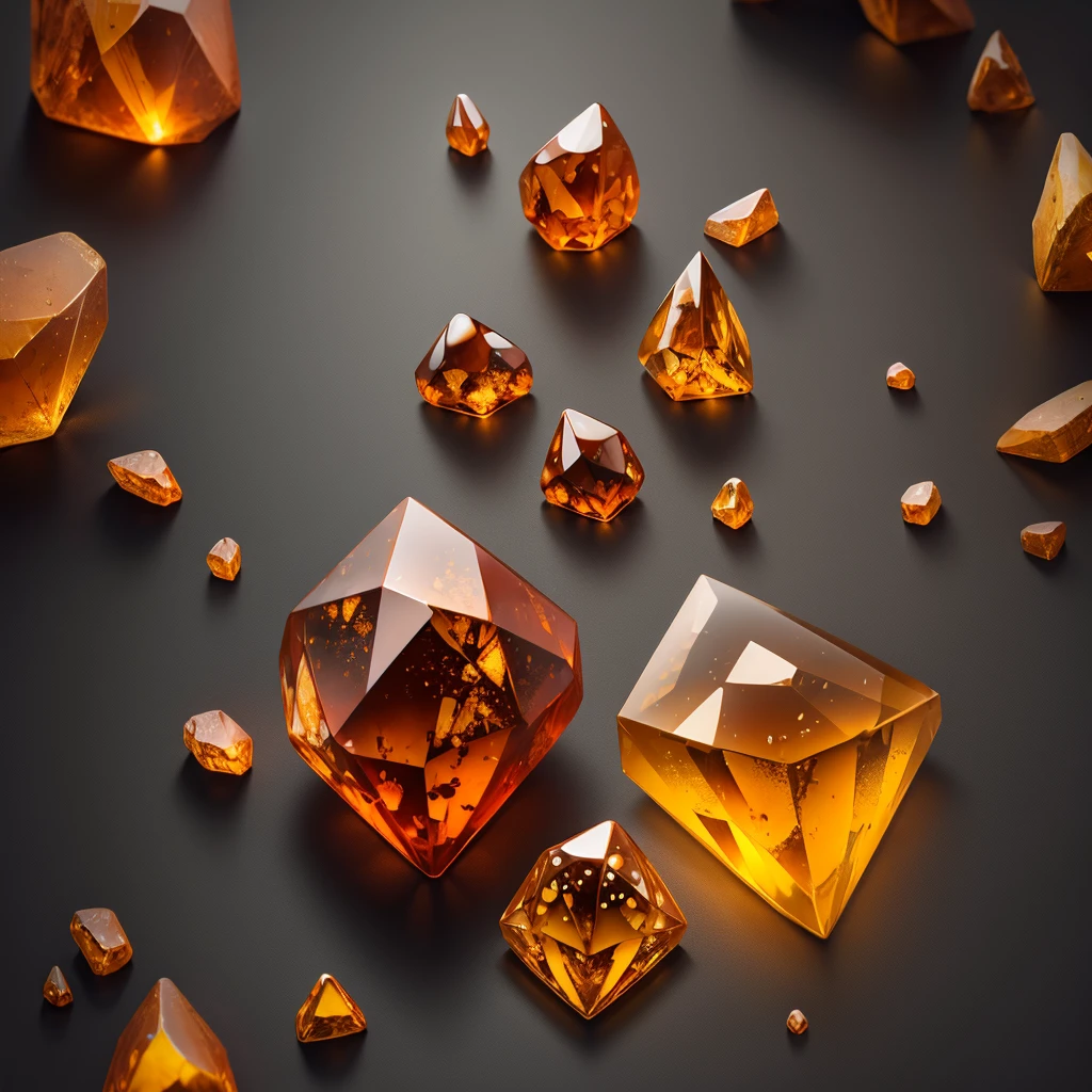 amber crystallized mineral in the shape of a rhombus