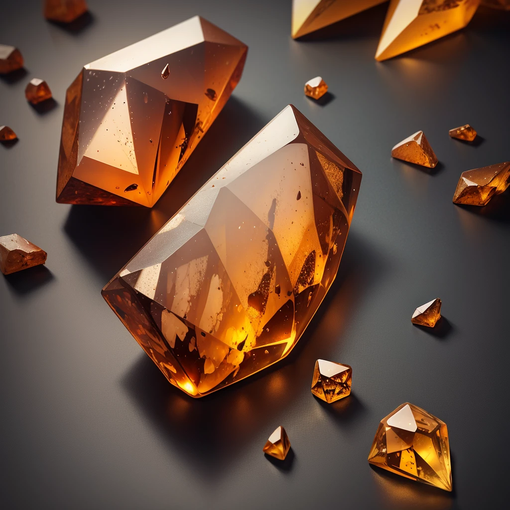 amber crystallized mineral in the shape of a rhombus