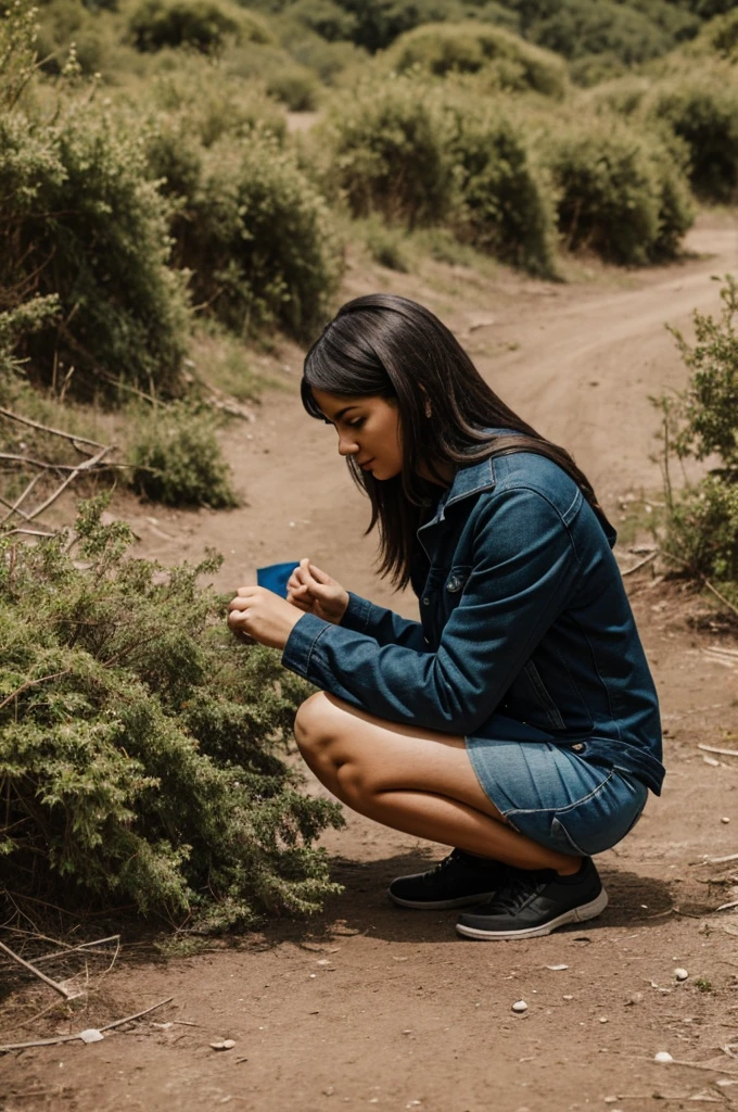 A crouching woman 