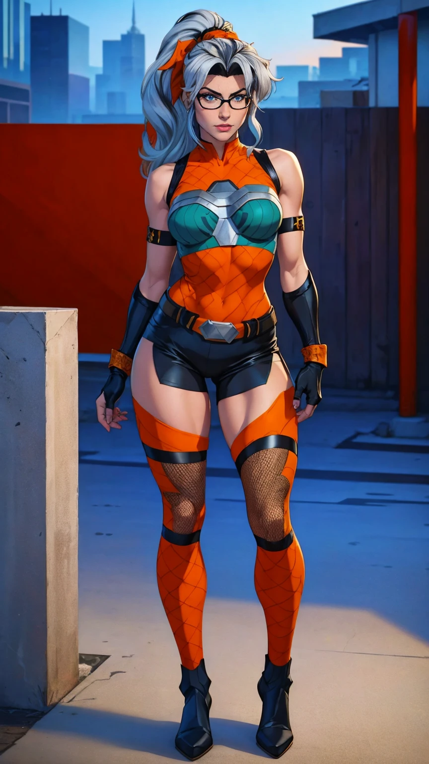 uma mulher com roupa azul e amarela posando para uma foto de costas, Cammy, Chun - Li, Chun-Li, Glamorosa Jill Valentine, invisible woman, mystique, Chun Li, personagem de quadrinhos, Dinah Drake, Comic Pinup style, samus aran bioorganic varia suit, comic character, ternos neopren azuis claros apertados, Zero Terno Samus, Qiyana, de costas, colland scifi