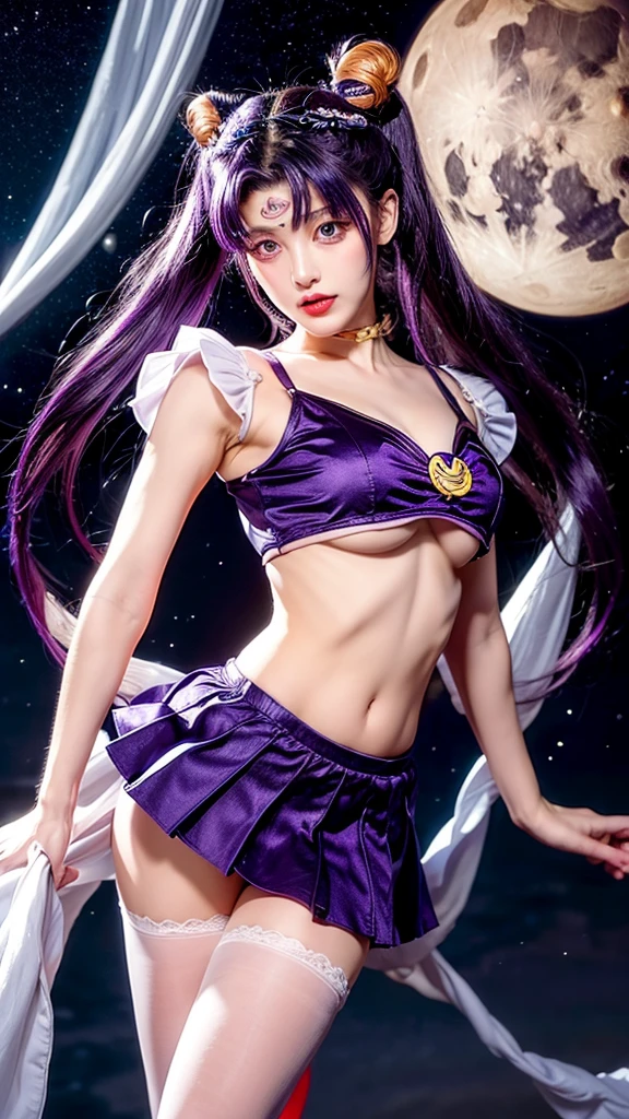 透け透けなSailor Moon、Transparent nipples、Big Tits、Sheer skirt、Sailor Moon、Pantyhose、Pussy line、Purple Hair