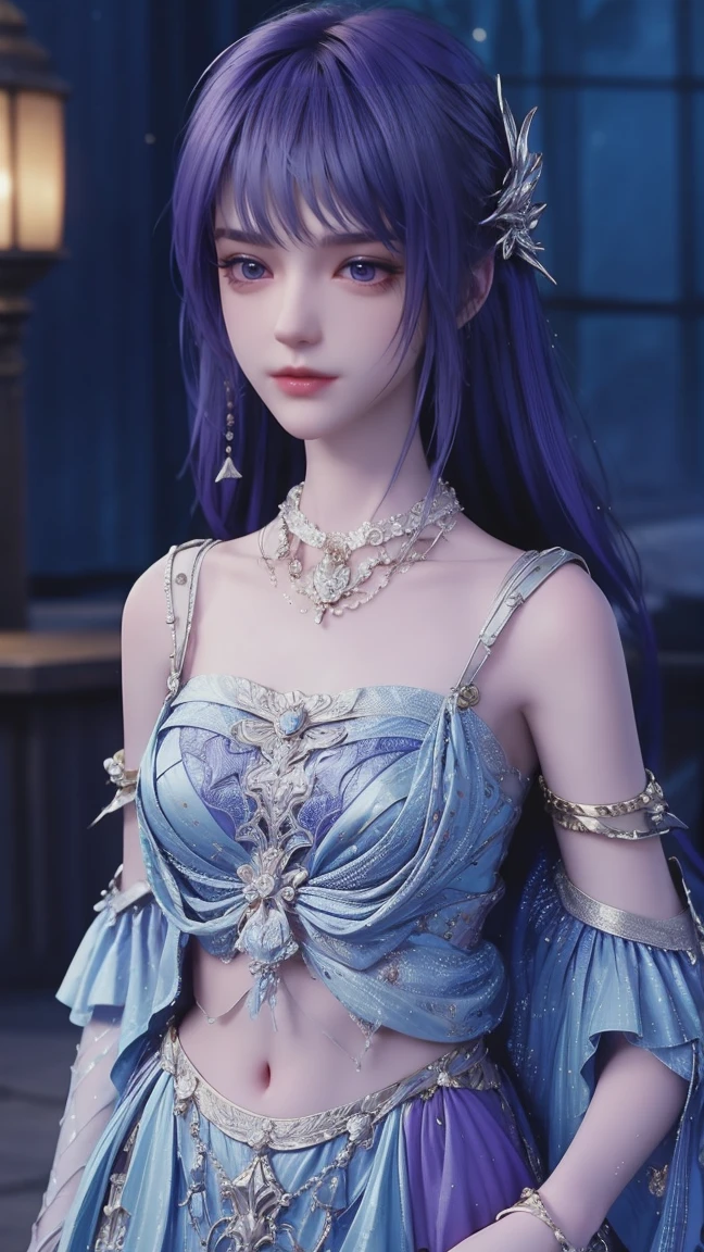 1girl, cheerful girl, purple hair, carefree and happy, smiling, laughing, The girl is wearing a beautiful dress, the girl's eyes are bright and sparkling, very beautiful, cute and sweet