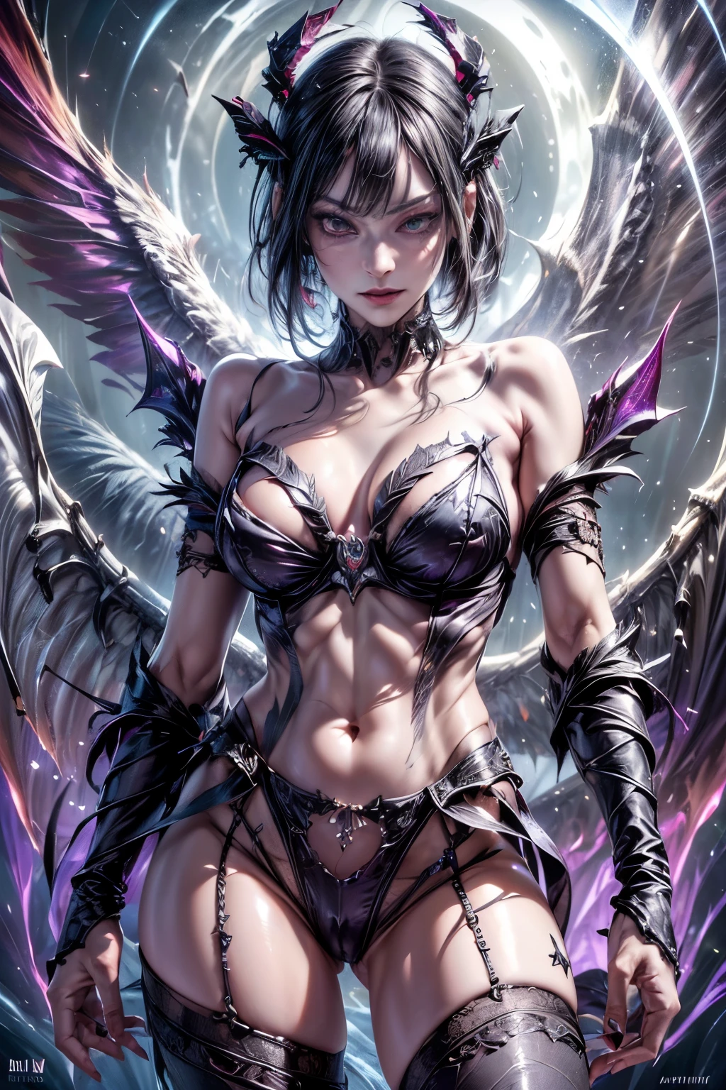 (best quality,4k,8k,highres,masterpiece:1.2),ultra-detailed,realistic:1.37,epic art,colorful scary angel,(Apterus:1.5),oil painting,angry eyes,dark wings,vibrant colors,mysterious background,heavenly atmosphere,glowing halo,intense emotions,expressive brushstrokes,haunting presence,ethereal beauty,foreboding shadows,ominous lighting,dramatic composition,demonic features,sharp and detailed feathers,distinctive textures,contrast between light and dark,awe-inspiring,otherworldly,divine,fantasy theme,mythological creature,impressive wingspan,dynamic pose,ominous clouds,fallen angel,intricate details,captivating,unforgettable,visually stunning, no text