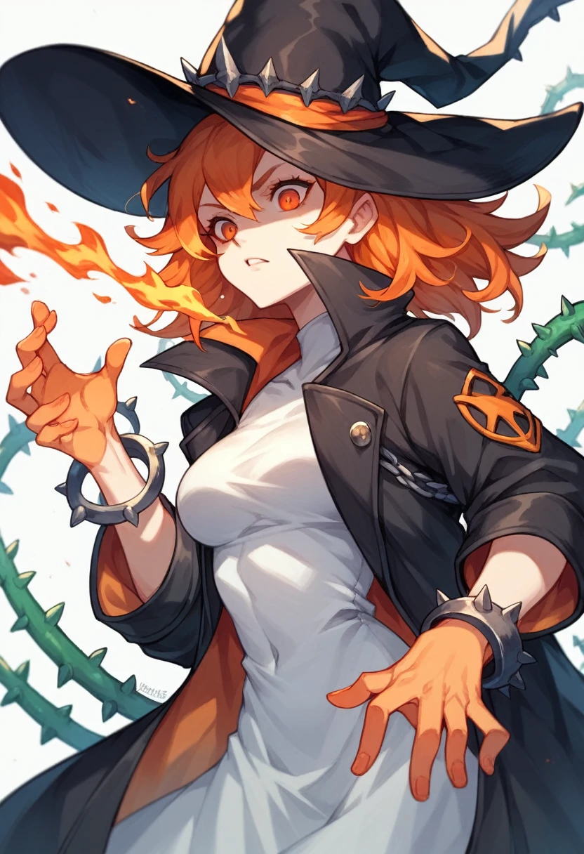 A woman with radiant black skin stands out with her wavy red hair that flows gracefully. His amber eyes express an intriguing depth. With a mushroom hat adorning her head, she displays a slender waist and charming body. Wearing a characteristic outfit that harmonizes with her hat, she embodies an engaging and unique elegance.