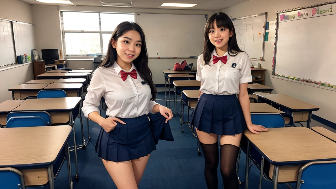 A classroom full of 20 year old girls all lifting their skirts to show of their pussy as the old male teacher walks into the room