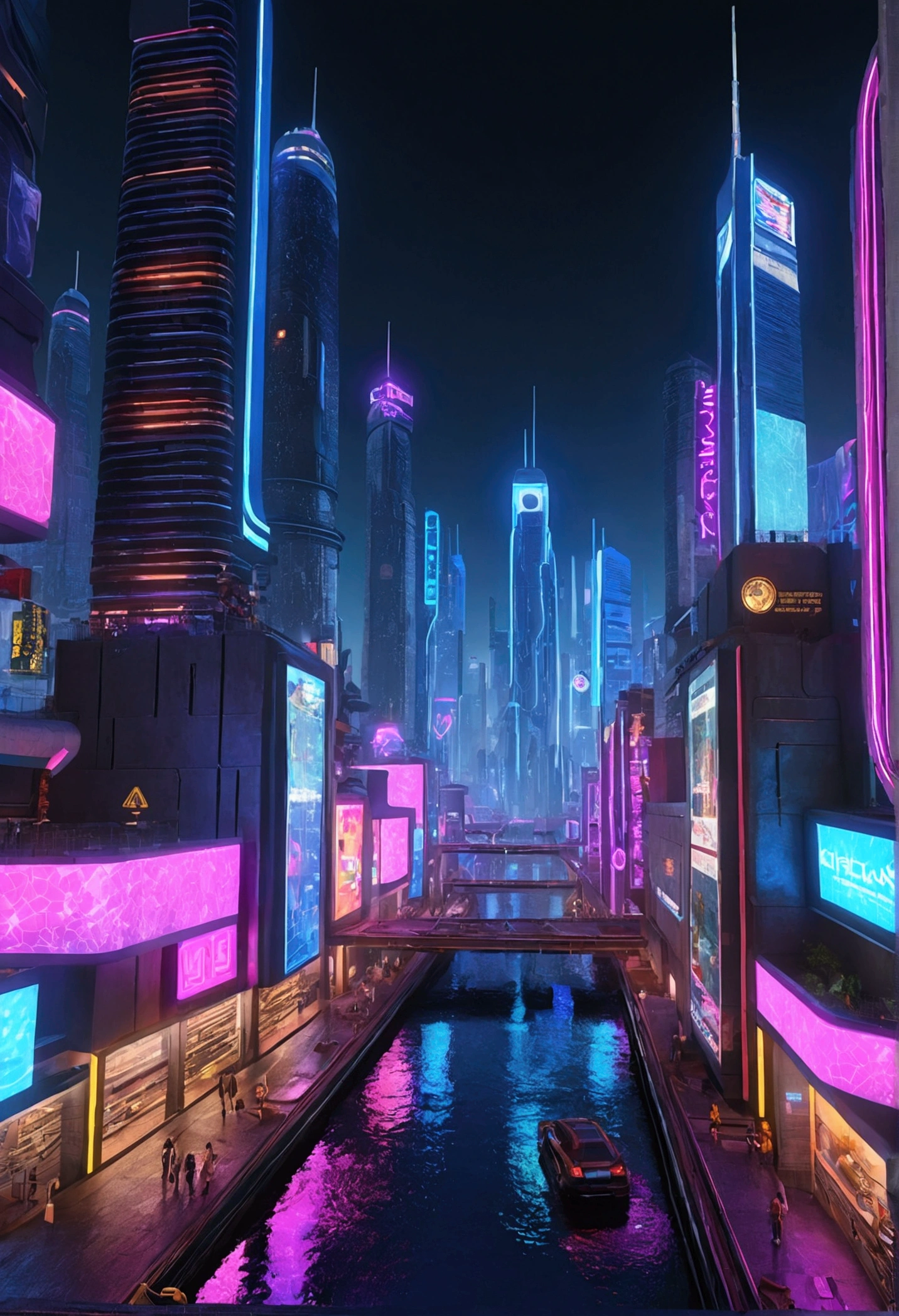 City of Progress、Future City、Cyberpunk World、Glossy and great color、Thriving Neon Building、Highly detailed HDR、perfection、perfectionな世界、Reflective surface、Underground scattering、Beyond imagination、8k、Global Illumination、Wide angle、Dream world