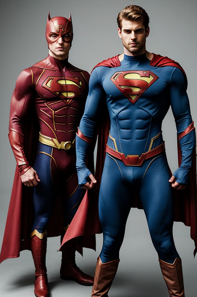 Men in superhero costumes