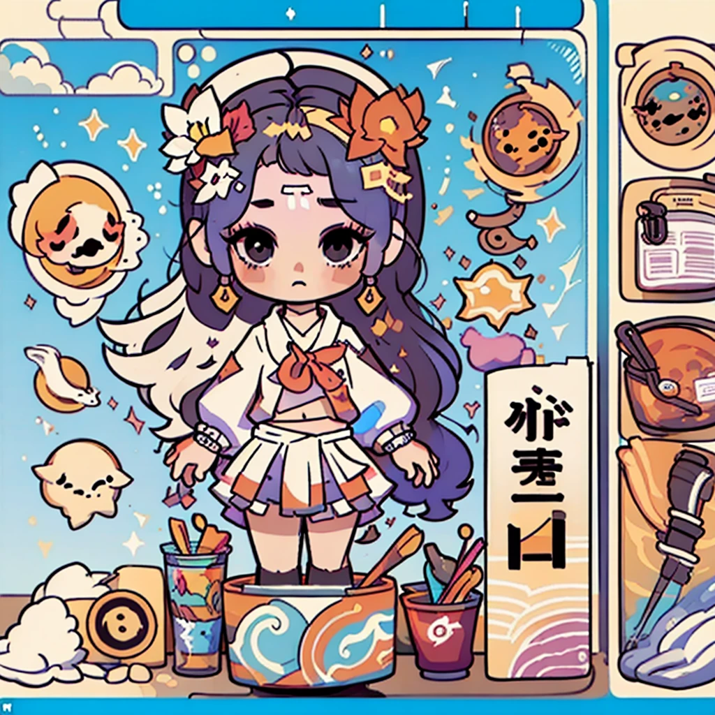 Hutao genshin impact girl with a hat and a flower in her hair, a character portrait inspired by Takehisa Yumeji, pixiv, mingei, , style as nendoroid, anime splash art , Kantai Collection Style, 🍁 cute, , chibi, azur lane style, cute character, personal, cute art style