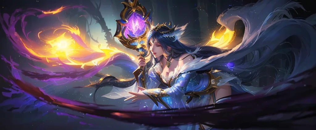 a woman with a glowing light in her hand and lingerie, irelia, mobile legends, zenra taliyah, ahri, leblanc, heise jinyao, splash art, league of legends arcane, beautiful celestial mage, portrait of ahri, freya, style league of legends, inspired by Ju Lian, astri lohne