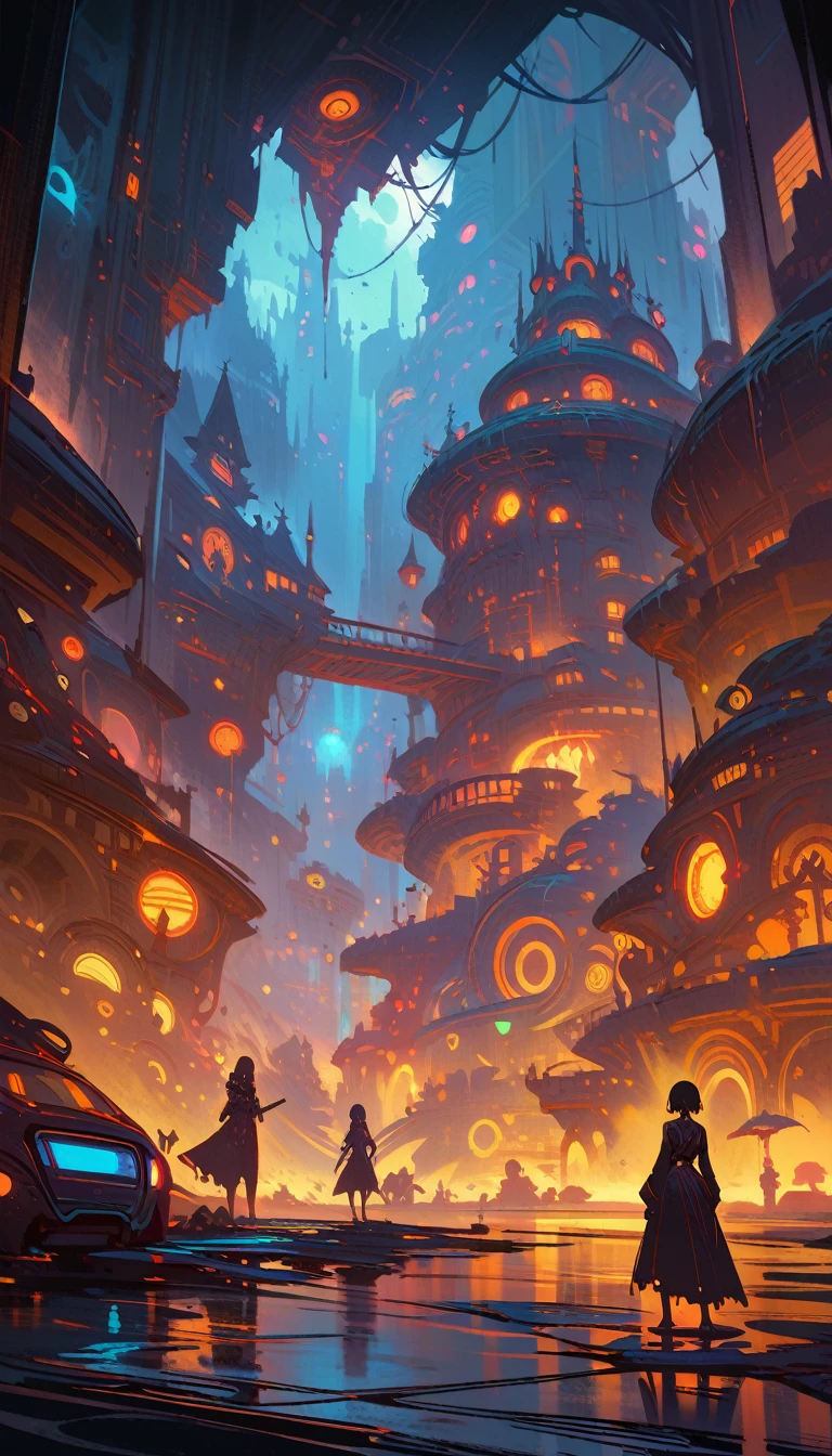 ((best quality)) , ((masterpiece)) , (detailed),designed by ilya kuvshinov, giuseppe dangelico pino, michael garmash, rob rey and disney, digital art, (Woman:1.1) , wearing Lace Shuka, Best quality, Thunderstorm, blueprint, kitchen scenes, subdued tones, Symbolist, intricate ironwork, unpredictable results, German Impressionism, drawing, cityscape, sci-fi, highly intricate, illustrious, detailed, delicate, fine polished,(((concept art ,Shameful . digital artwork, illustrative, painterly, matte painting, highly detailed)))