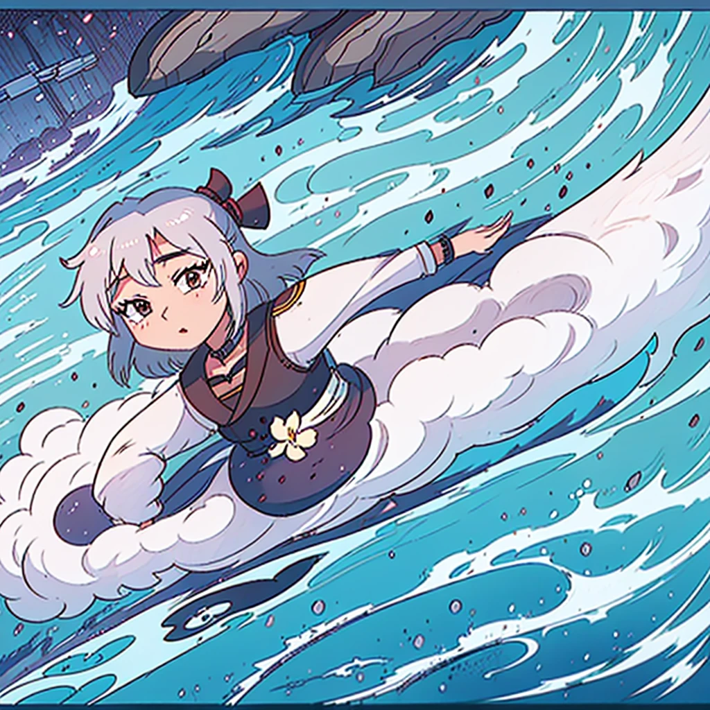 Hutao genshin impact Girl turned sideways straight,with a hat and a flower in her hair, a character portrait inspired by Takehisa Yumeji, pixiv, mingei, , style as nendoroid, anime splash art , Cute Kantai Collection Style, , chibi, azur lane style, cute character, personal, cute art style