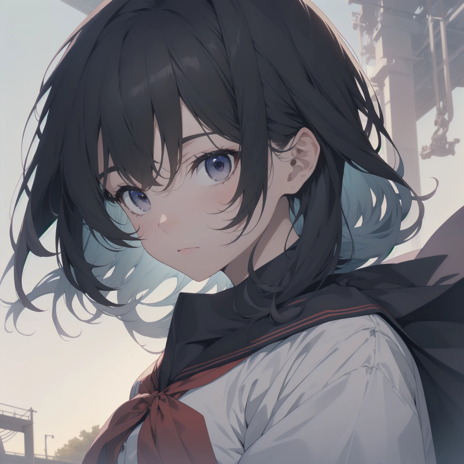 ultra-absurdres-Top quality by artist God, ultra-detailed, high resolution, anime moe artstyle, best anime 8k konachan wallpaper, pixiv contest winner, pool:2810, perfect anatomy,break, 1girl, (Please draw a girl walking sleepily to school alone. )break,(Solo,little female, -yeld:1.Full limbs, complete fingers,a junior hihort hair), short cut, flat chest, , small butt, small black eyes, beautiful detailed eyes, well-proportioned iris and pupils, expressive eyes, highres detailed hair, soft expression, salor school_uniform, sailor collar, serahuku, bow, pleated skirt,(Detailed Lighting), (Detailed background), in the School commute route. break,super detailed skin, Best cinematic lighting powered by famous artist, 8k,beauty illustration,photoshop_(medium),very aesthetic,break,((artist:kotorai )), artist:clamp ,artist:carnelian ,artist:kantoku ,