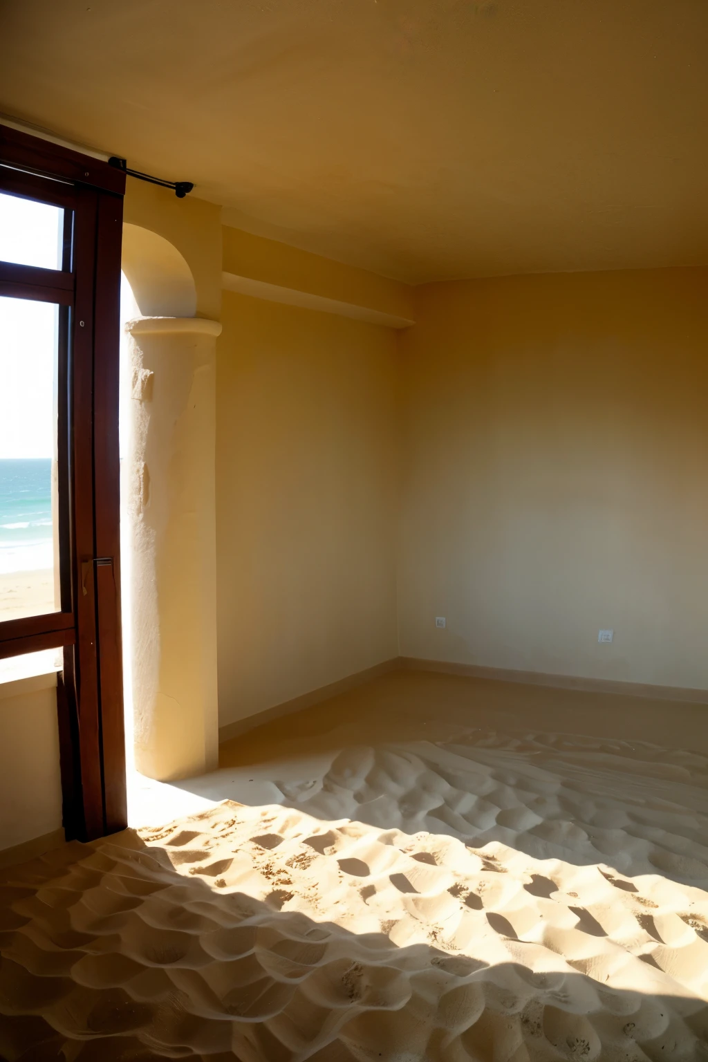 room where there is sand and the sea entered the room