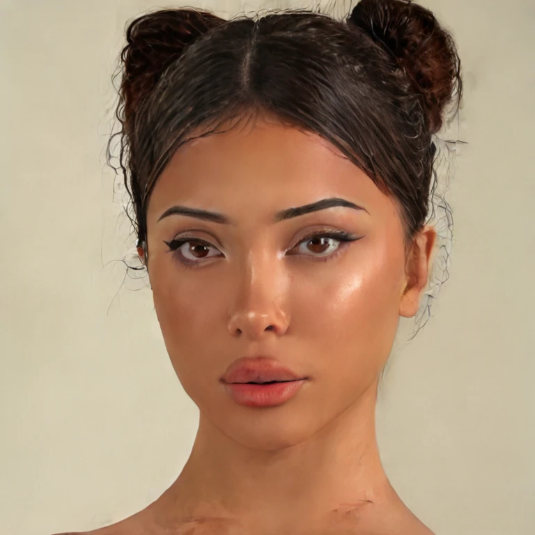 A super detailed sexy woman., super ultra realistic, HdR, Beautiful, perfect, 4k HD, Brown hair, Brown eyes, brown skin, super big butt, ultra large breasts, super perfect waist, super perfect hip, ojos perfects, perfect face standing, Whole body, 