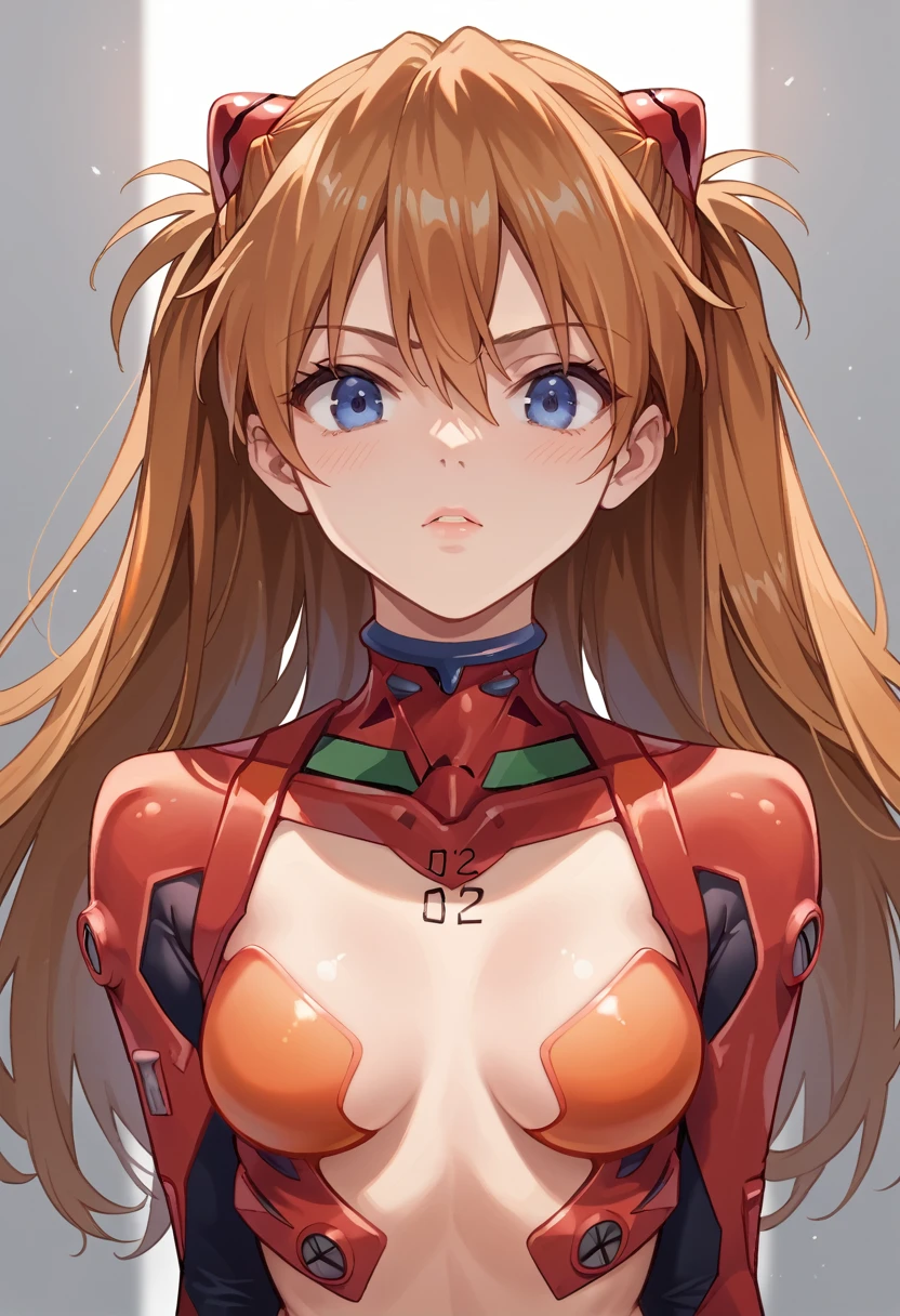 (Highest quality, High resolution:1.2), 1 Girl, Fine and beautiful eyes、Soryu Asuka Langley、Thick and beautiful lips, Highly detailed eyes and face, Long eyelashes, Moderate:Oil, Bright colors, High resolution, Studio Lighting, Ultra-fine painting, Sharp focus, Physically Based Rendering, Extreme Detail, Portraiture, Erotic squatting、Open Leg , Perfect shape, Show me your armpits, Face-to-face audience, Sweaty, Nice, Please raise your hand, Half-body photo, View in full frame,Red headset、Plug Suit、Nipples are visible、Bare breasts,Well defined nipples、Puffy nipples、Crotch bite