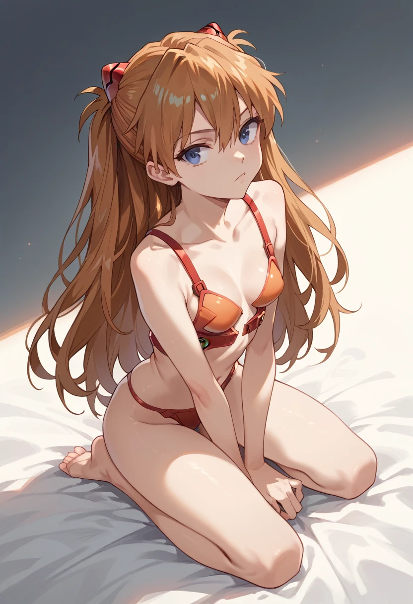 1girl, souryuu asuka langley, neon genesis evangelion,master piece,ultra high res,kneeling sway back,looking viewer
