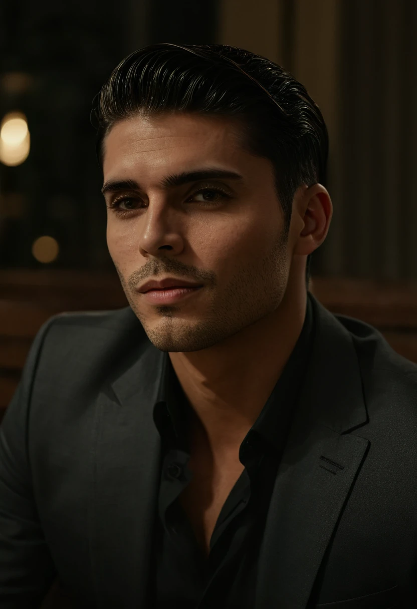 gu,a handsome man in a party, sitting on a bench, looking to the side, detailed facial features, sharp focus, 8k, photorealistic, professional photography, dramatic lighting, cinematic composition, elegant attire, high-quality, hyperrealistic, intricate details, flawless skin, intense gaze, natural expression, chiaroscuro lighting, dramatic shadows, warm color tones, sophisticated style, luxurious environment