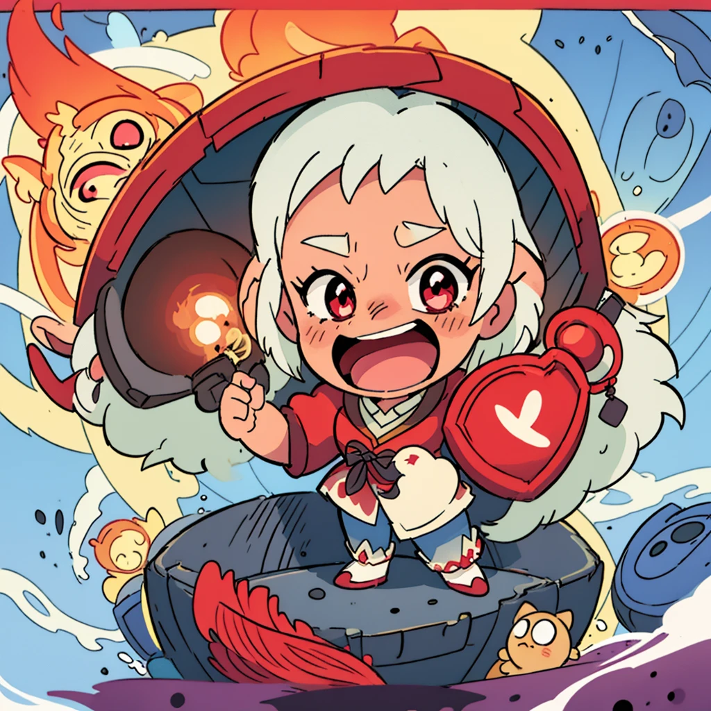 {
"prompt": "A cute chibi-style character from Genshin Impact, Hu Tao, with long brown hair, wearing a black traditional outfit with red accents, and a black hat with a talisman. She has red eyes with flower patterns in them and is holding a lantern. The character is facing forward, with a cheerful expression and flowers in her hair. The background is light and pastel-colored, giving a bright and cheerful atmosphere.",
"size": "1024x1792"
}