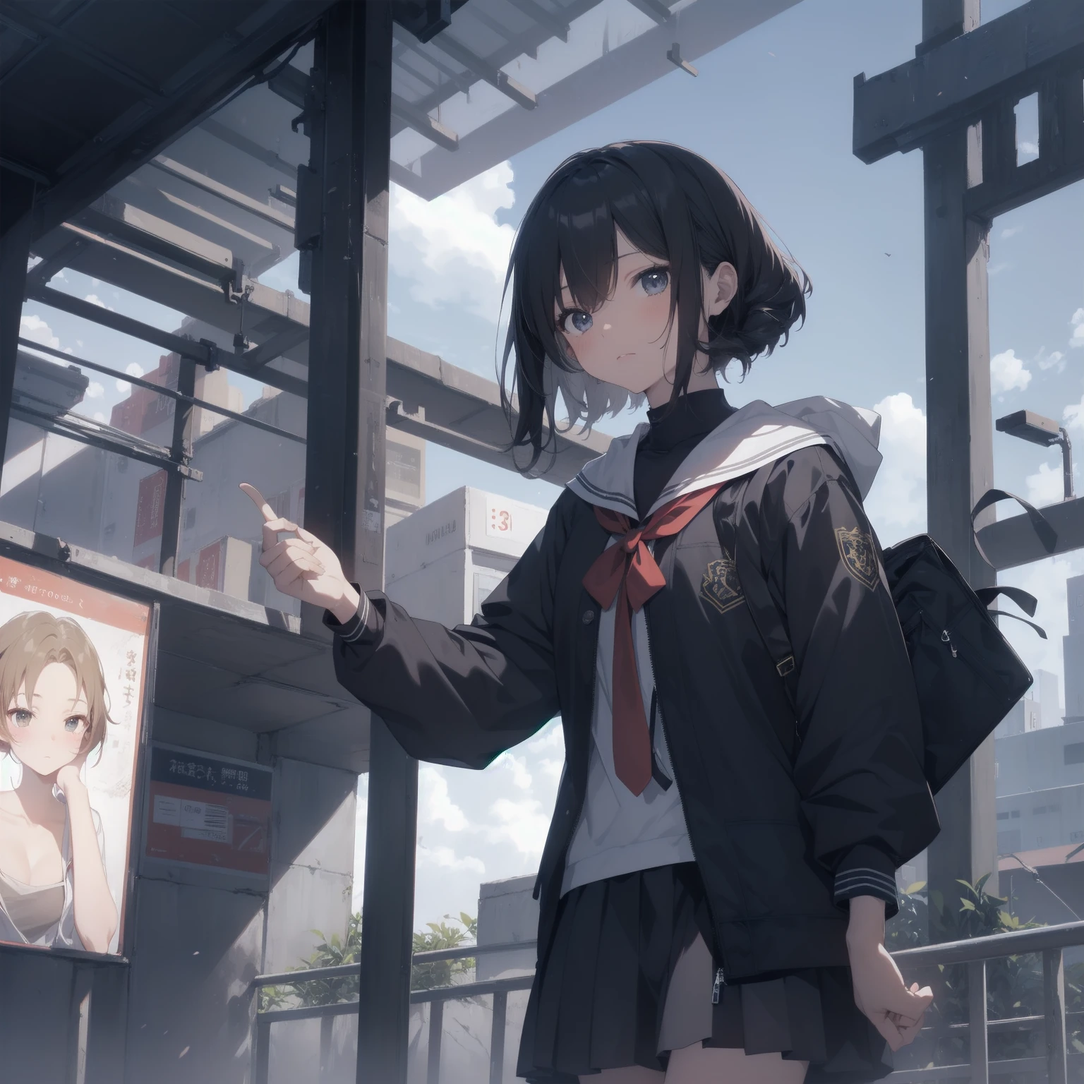 ultra-absurdres-Top quality by artist God, ultra-detailed, high resolution, anime moe artstyle, best anime 8k konachan wallpaper, pixiv contest winner, pool:2810, perfect anatomy,break, 1girl, (Please draw a girl walking sleepily to school alone. )break,(Solo,little female, 13-year-old:1.3),Full limbs, complete fingers,a junior high school student, (very short hair), short cut, flat chest, , small butt, small black eyes, beautiful detailed eyes, well-proportioned iris and pupils, expressive eyes, highres detailed hair, soft expression, salor school_uniform, sailor collar, serahuku, bow, pleated skirt,(Detailed Lighting), (Detailed background), in the School commute route. break,super detailed skin, Best cinematic lighting powered by famous artist, 8k,beauty illustration,photoshop_(medium),very aesthetic,break,((artist:kotorai )), artist:clamp ,artist:carnelian ,artist:kantoku ,
