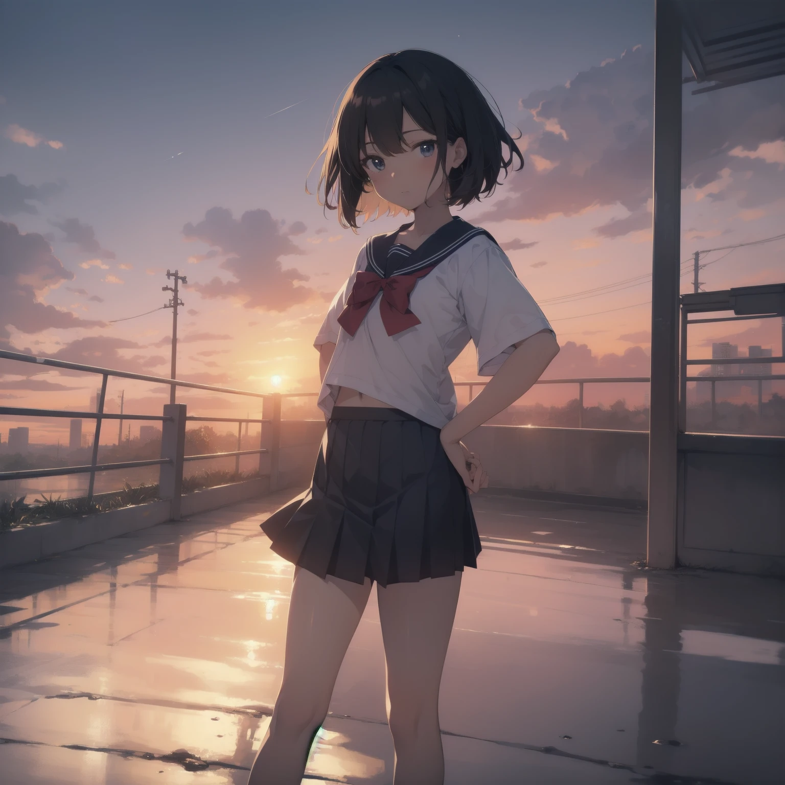 ultra-absurdres-Top quality by artist God, ultra-detailed, high resolution, anime moe artstyle, best anime 8k konachan wallpaper, pixiv contest winner, pool:2810, perfect ???????,break, 1girl, (Please draw a girl walking sleepily to school alone. )break,(Solo,little female, 13-year-old:1.3),Full limbs, complete fingers,a junior high school student, (very short hair), short cut, flat chest, , small butt, small black eyes, beautiful detailed eyes, well-proportioned iris and pupils, expressive eyes, highres detailed hair, soft expression, salor school_uniform, sailor collar, serahuku, bow, pleated skirt,(Detailed Lighting), (Detailed background), in the School commute route. break,super detailed skin, Best cinematic lighting powered by famous artist, 8k,beauty illustration,photoshop_(medium),very aesthetic,break,((artist:kotorai )), artist:clamp ,artist:carnelian ,artist:kantoku ,

