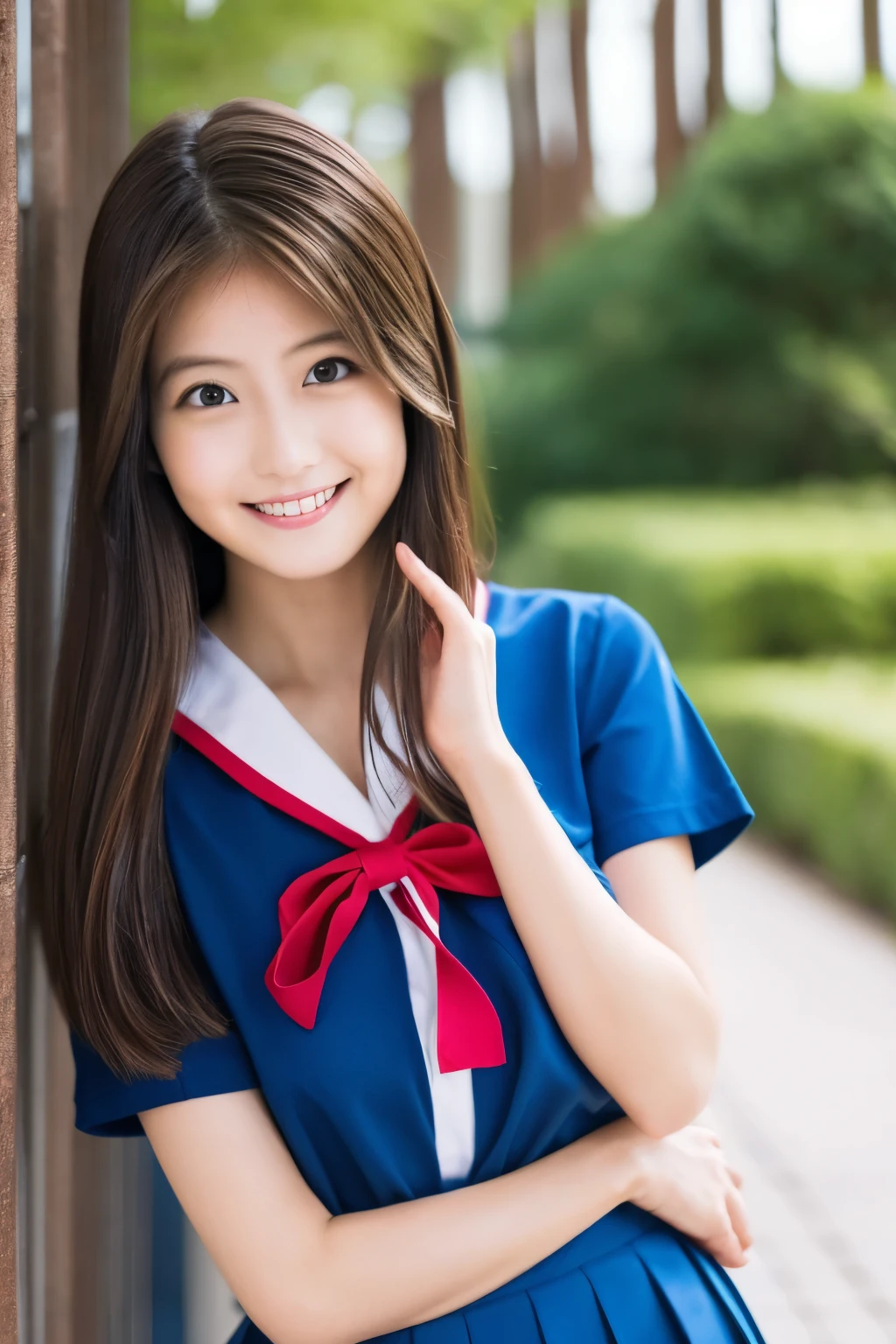 8K、Highest quality、18age、high school girl、Bust 75
8K、Highest quality、Full body portrait、Beautiful body、
Imada Mio Beautiful lips、A captivating pose、Traditional short-sleeved sailor uniform、Blue pleated skirt、Red Sailor Scarf
、the skin is quite exposed、
、Beautiful and sexy standing、Pause、Great smile、Beautiful standing figure
、Light brown hair、Semi-long hair
、Exactly Imada Mio
、A full-body photo
