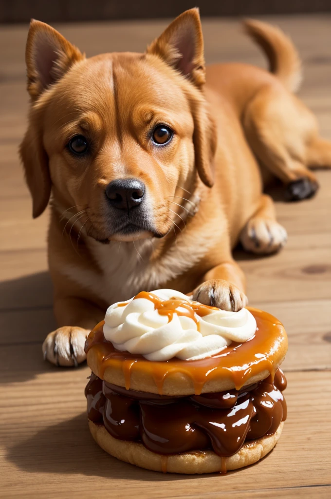 Make a caramel dog with a smoking
