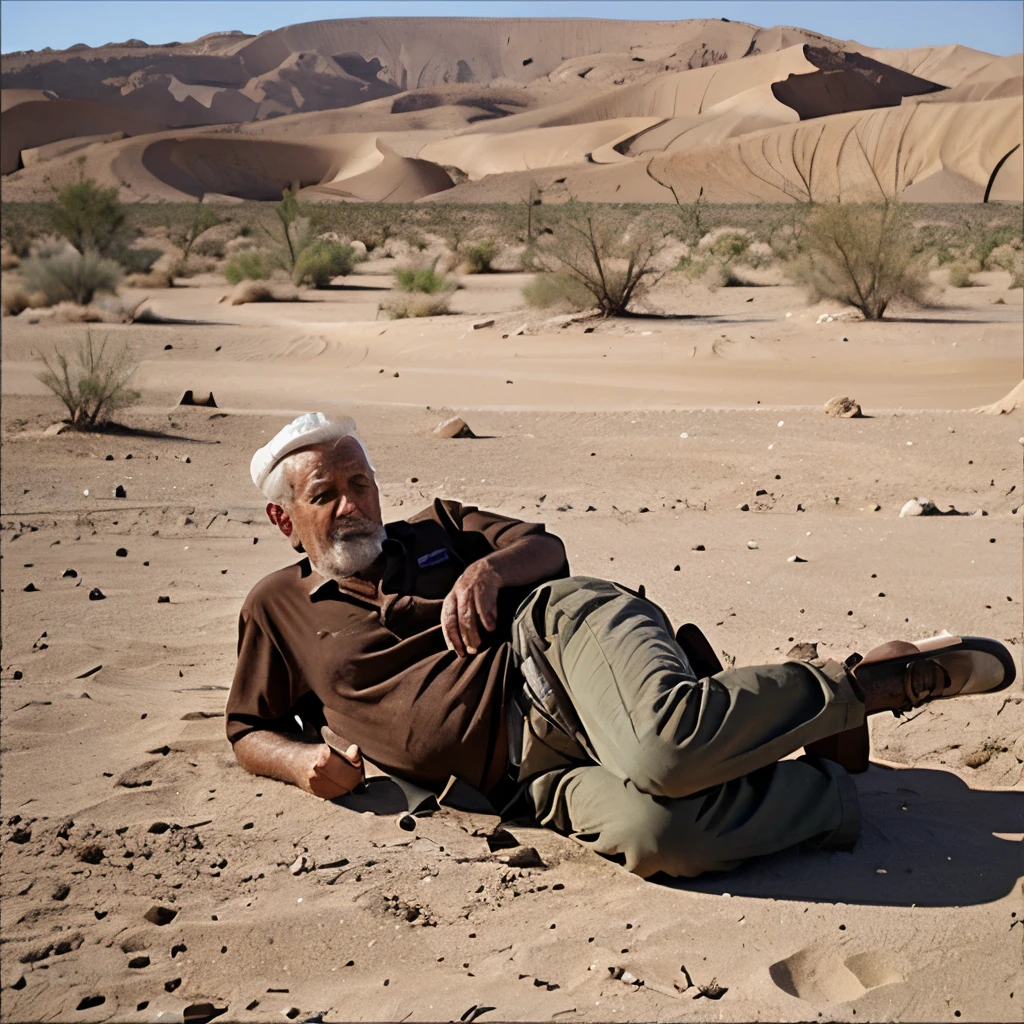 old man fainted in desert