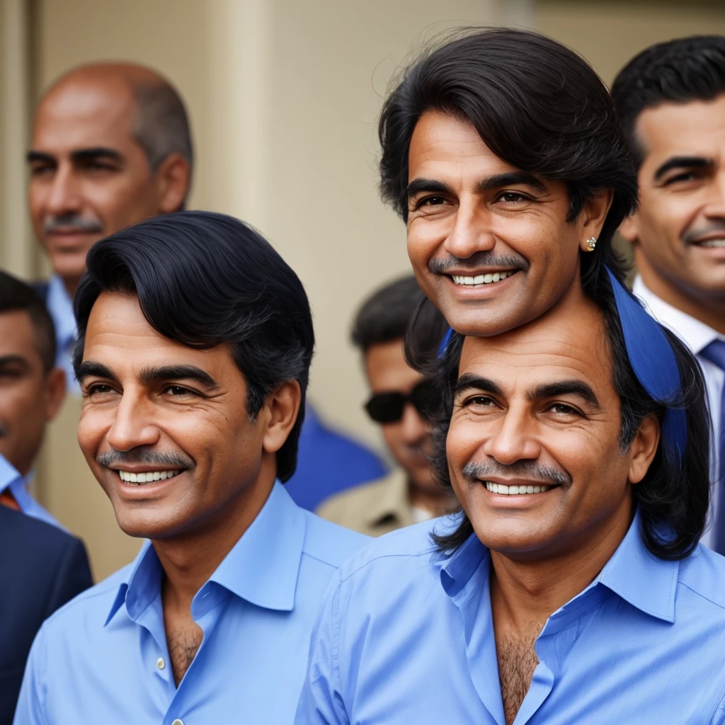 A SMILING BRAZILIAN POLITICIAN IN A BLUE DRESS SHIRT
