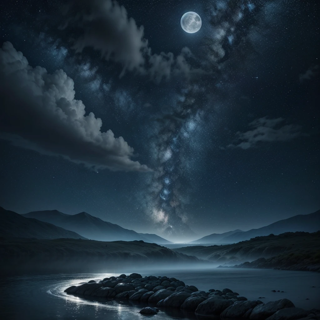 that evokes a sense of calm, balance, and mysticism. The image should feature a serene and mystical nighttime environment, such as a tranquil, moonlit landscape, a starry sky, or an abstract design that conveys peace and enchantment. Use soft, harmonious colors like pastel shades of blue, green, and lavender, with subtle accents of deep indigo and silver to evoke serenity and mystery. Incorporate elements like gentle waves, ethereal clouds, and shimmering stars to enhance the mystical and calming atmosphere. The title 'Relaxing & Harmony' should be in an elegant, flowing font, placed prominently yet subtly to complement the mystical, nighttime theme of the cover."**