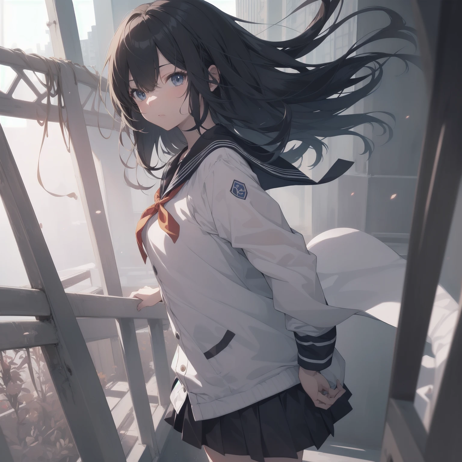 ultra-absurdres-Top quality by artist God, ultra-detailed, high resolution, anime moe artstyle, best anime 8k konachan wallpaper, pixiv contest winner, pool:2810, perfect anatomy,break, 1girl, (Please draw a girl walking sleepily to school alone. )break,(Solo,little female, 13-year-old:1.3),Full limbs, complete fingers,a junior high school student, (very short hair), short cut, flat chest, , small butt, small black eyes, beautiful detailed eyes, well-proportioned iris and pupils, expressive eyes, highres detailed hair, soft expression, salor school_uniform, sailor collar, serahuku, bow, pleated skirt,(Detailed Lighting), (Detailed background), in the School commute route. break,super detailed skin, Best cinematic lighting powered by famous artist, 8k,beauty illustration,photoshop_(medium),very aesthetic,break,((artist:kotorai )), artist:clamp ,artist:carnelian ,artist:kantoku ,