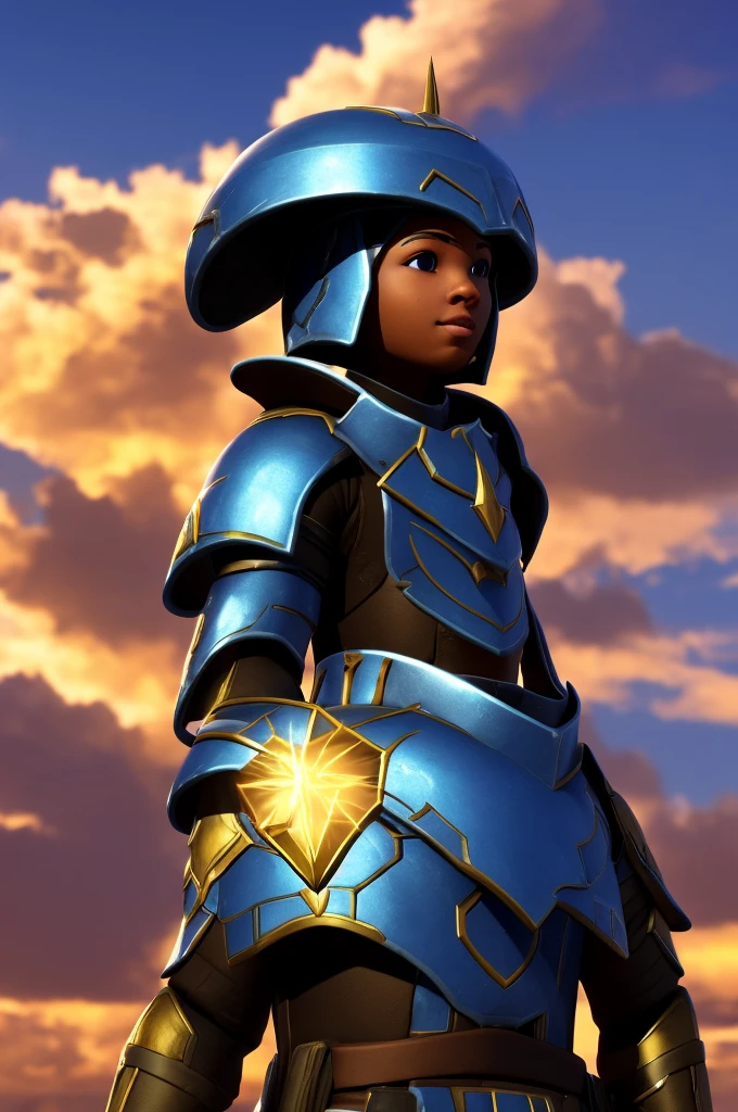 a soldier of lux radiating the sky