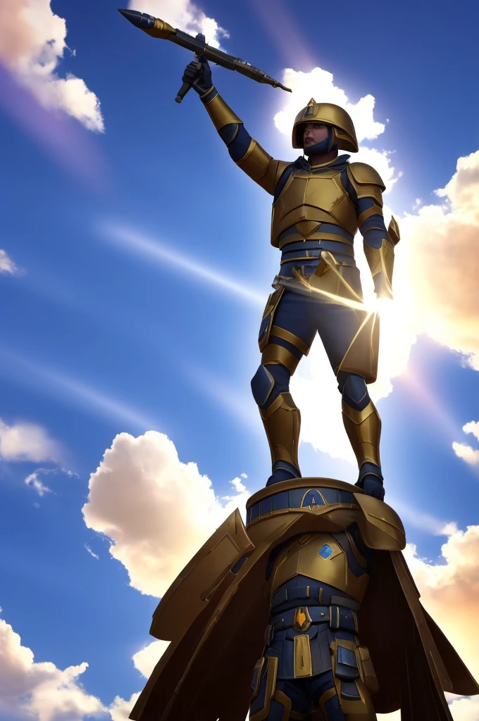 a soldier of lux radiating the sky