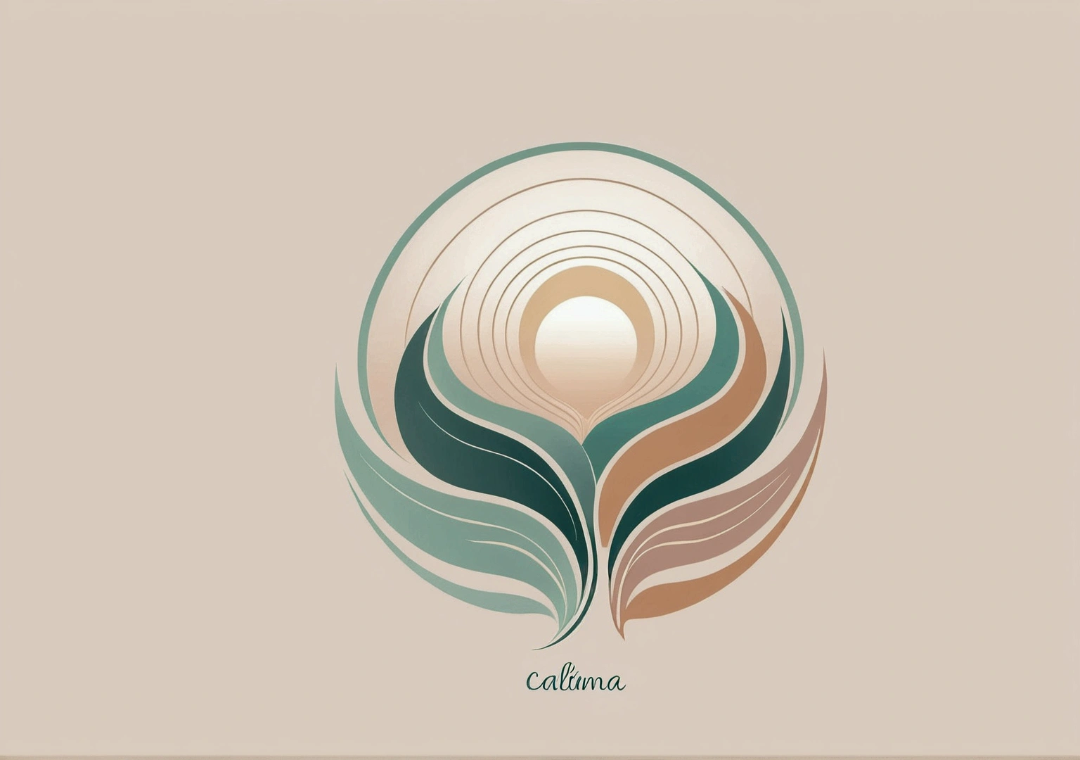 A calming logo for "Calma Mente" symbolizing relaxation, inner peace, and meditation, with soft pastel colors, flowing lines, organic shapes, minimalist design --s 130 --no text