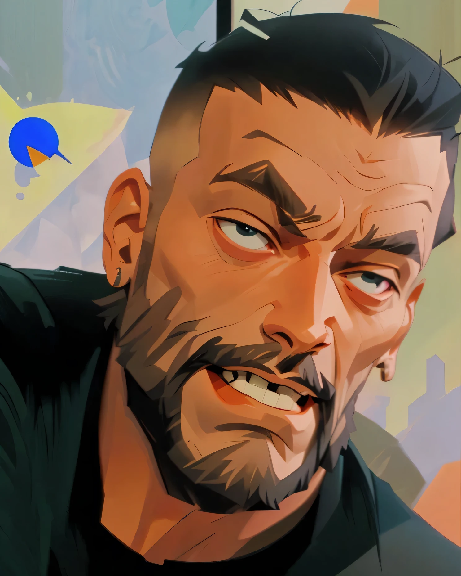 there is a man sitting in a chair with a cell phone, profile image, profile pic, profile photo, taken in the early 2020s, post, masterpice, reddit post, headshot profile picture, uploaded, instagram post, profile picture, riyahd cassiem, album photo, art masterpiceHD, (Best Detail), (Best Quality), Two-dimensional, Cartoon,