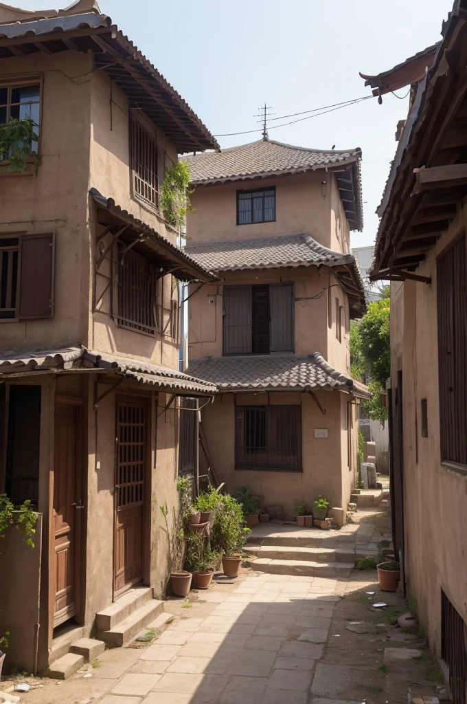 Poor and humble house in a rich city