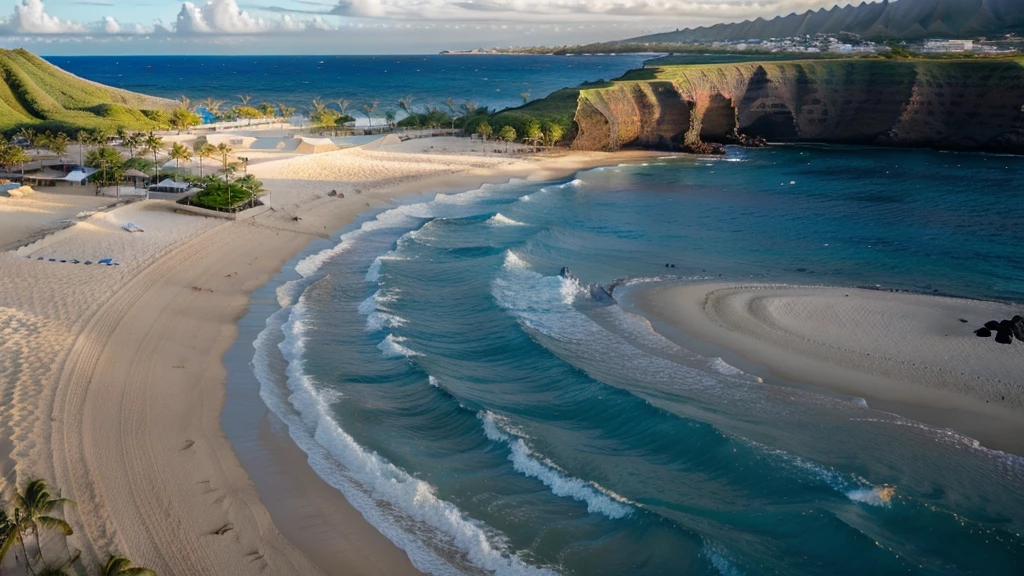 beautiful Hawaii beach blue sea and white sands nobady