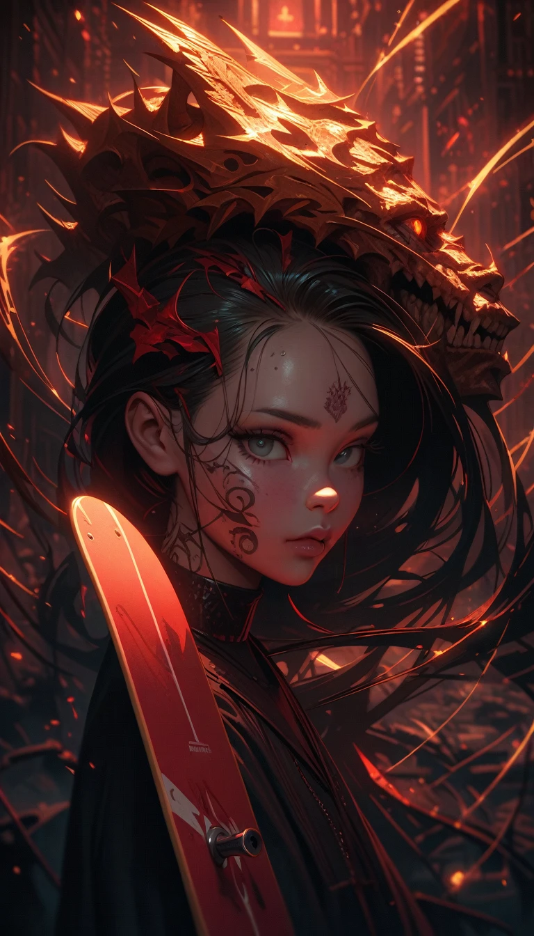 ((best quality)) , ((masterpiece)) , (detailed),Jean-Joseph Benjamin-Constant, Glowwave, Photograph, Jake Parker, Alan Davis, Hipster Art, Cleancore, Art Deco Girl, Monstrous and Boring, Swirling, Metalcore, Film Washi, portrait art by Stanisław Ignacy Witkiewicz, detailed, intricate, background inspired, luxury, pure,(((Lots of skateboards)))