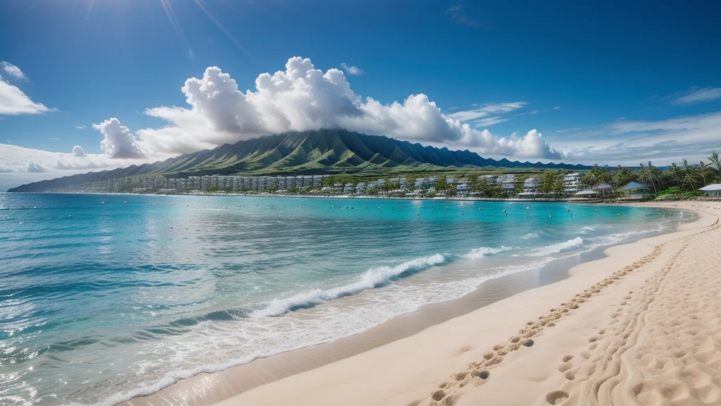 beautiful Hawaii beach only blue sea and white sands nobady no mountain