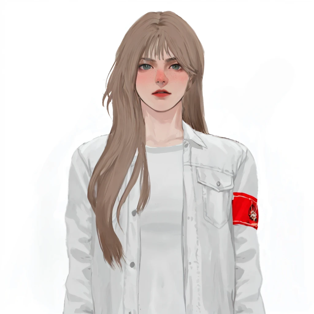 (masterpiece:1.2, best quality), (1women, solo, upper body:1.2),flat face,Hair: buzz cut, Clothing: oversized, distressed denim jacket with patches and pins, paired with black skinny jeans and combat boots, Hanging out in an underground music venue or street art exhibit