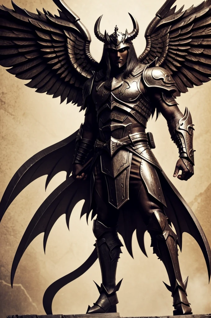 Winged and armed demon king