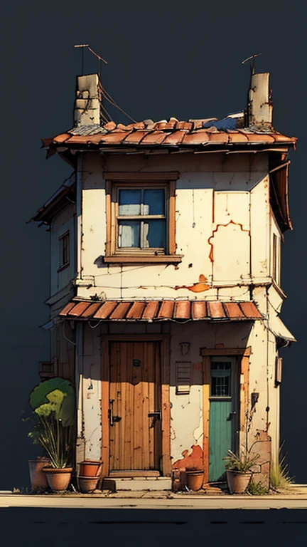 Small house, unfinished sketch, watercolor on paper, (simple background:1.2)
