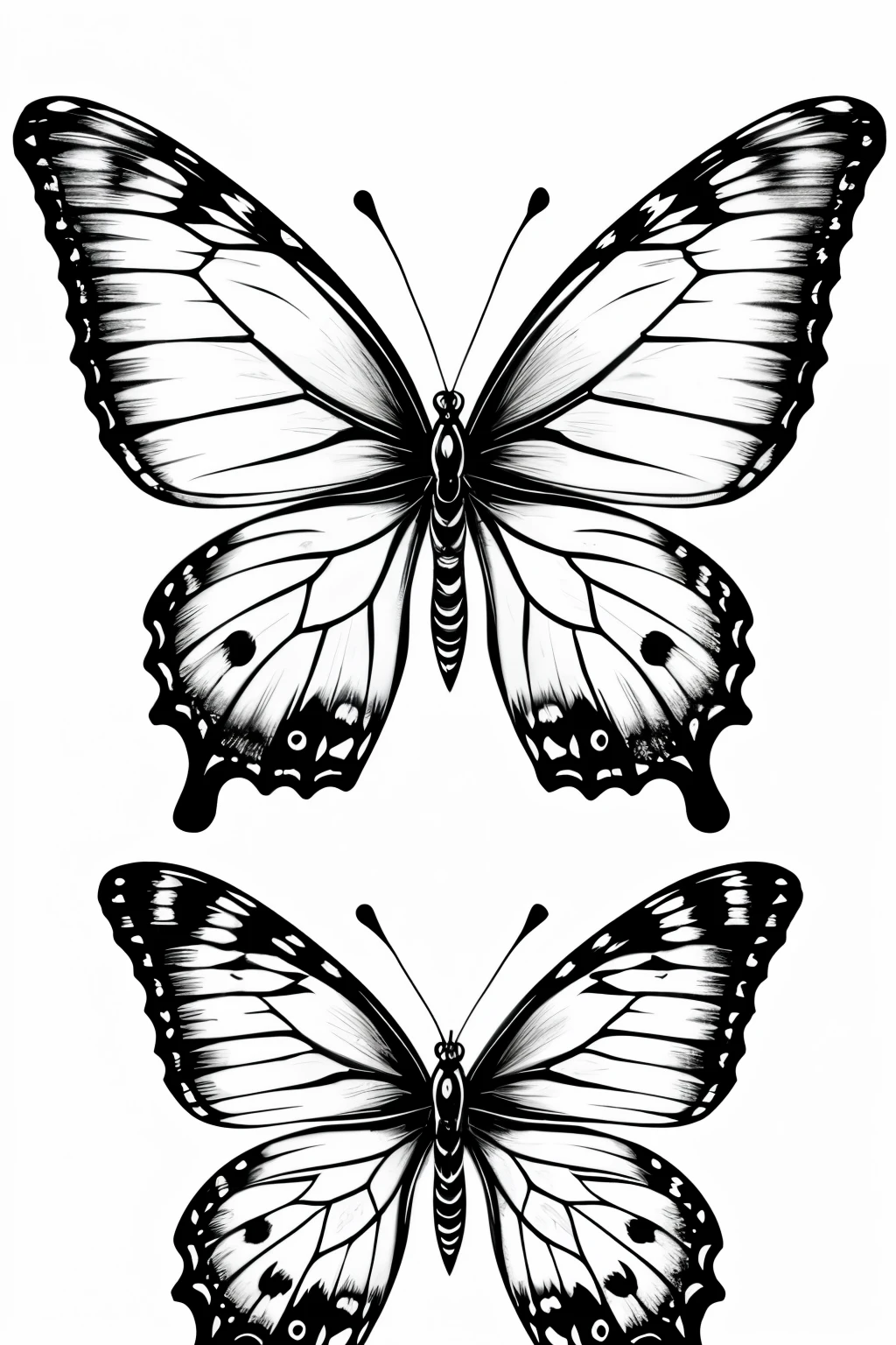 ((best quality)), ((masterpiece)), (detailed), line art for coloring, combine beautiful butterflies with intricate paisley designs
