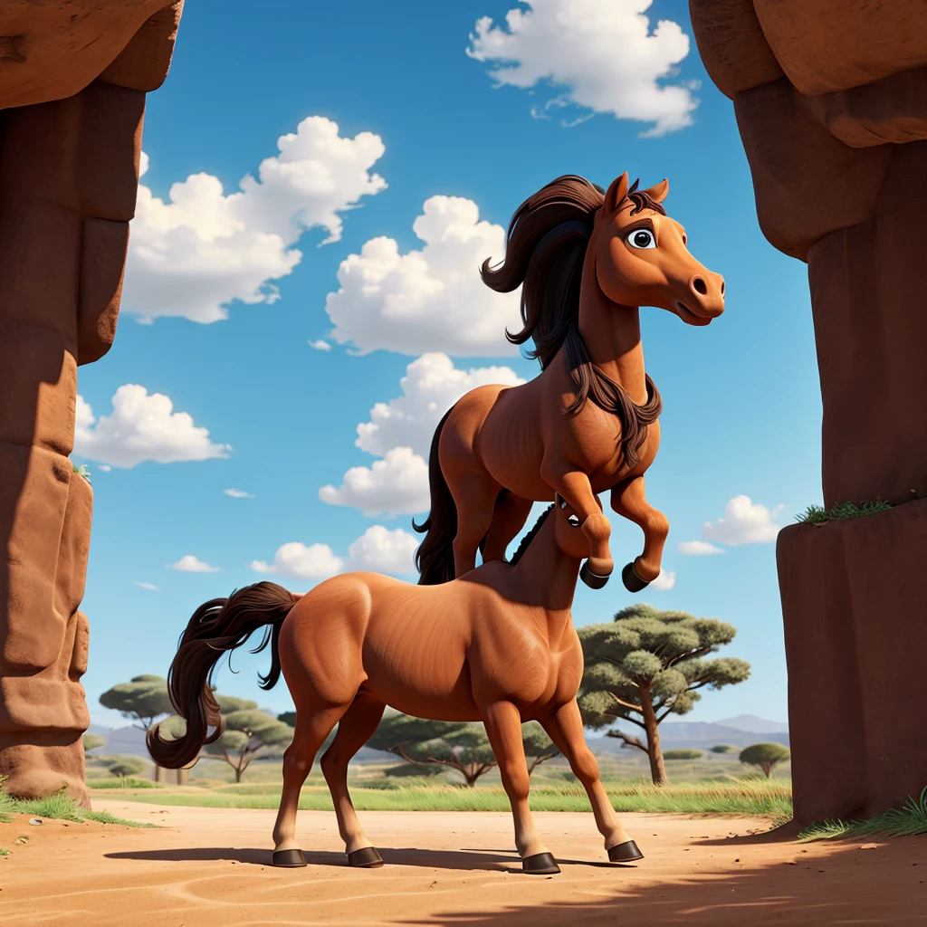 A horse on top of an African