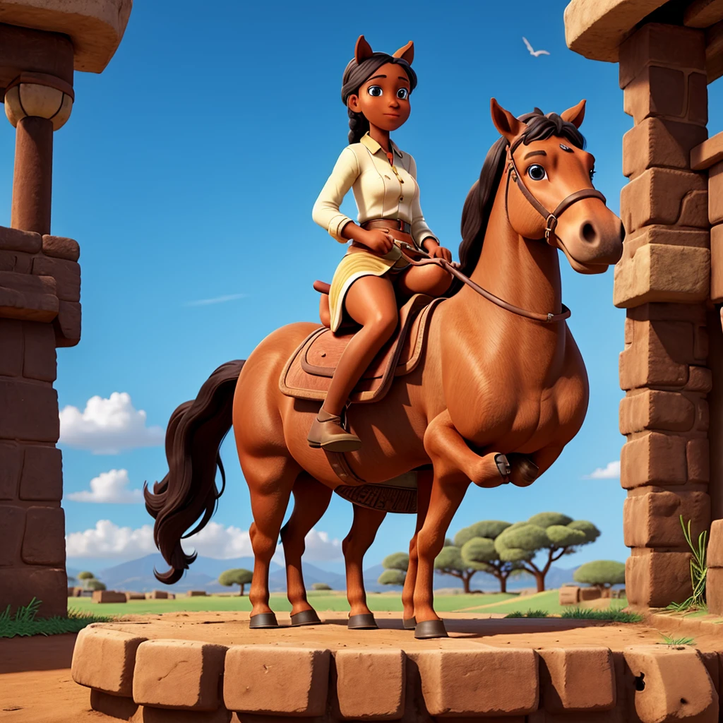 A horse on top of an African