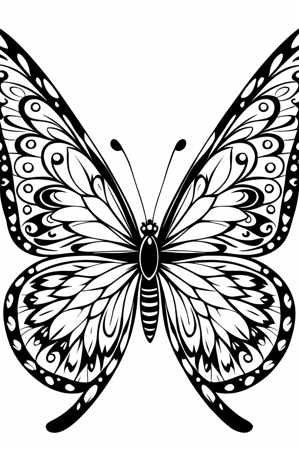 ((best quality)), ((masterpiece)), (detailed), line art for coloring, combine beautiful butterflies with intricate paisley designs