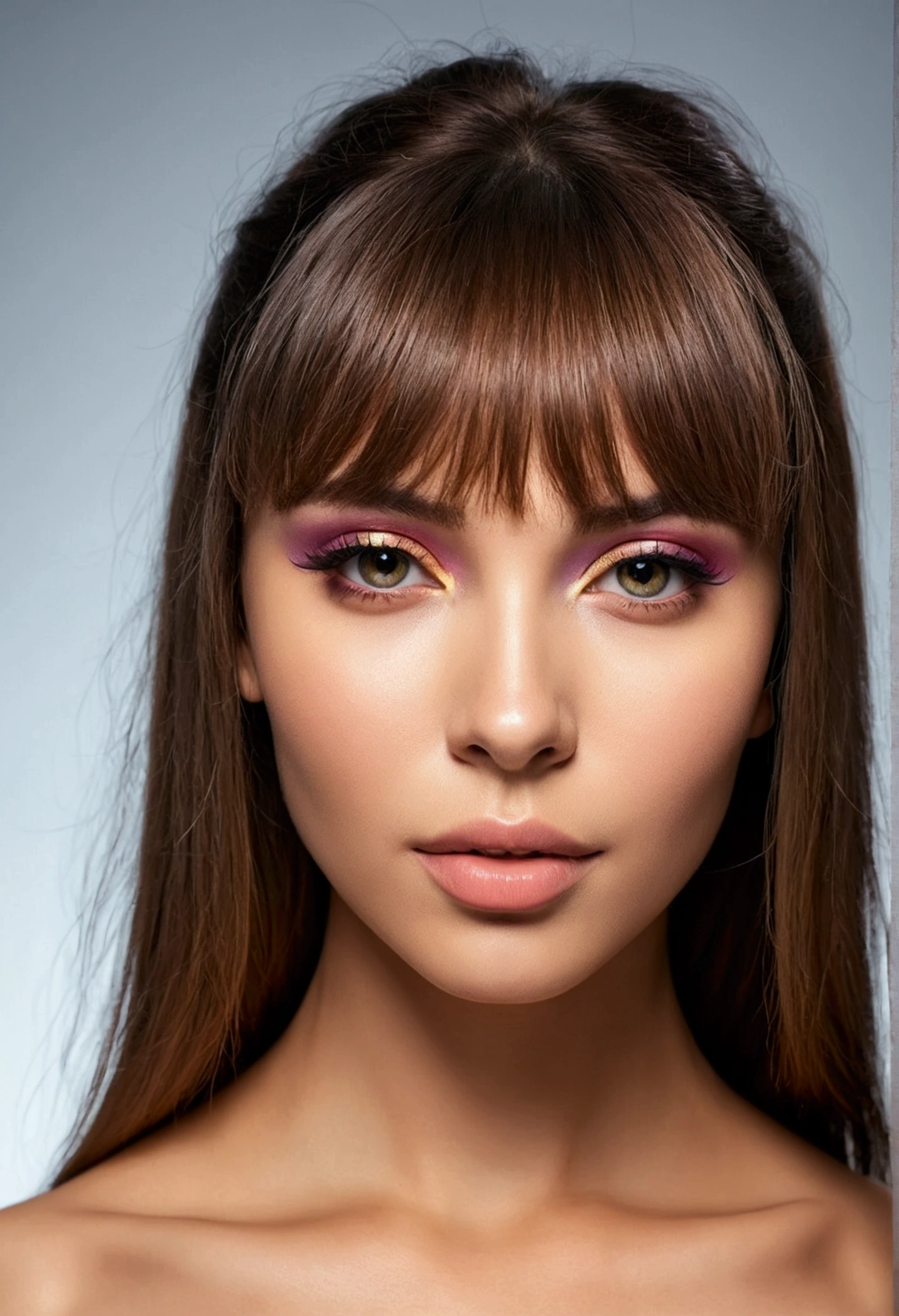 Beautiful woman of European descent with naked bangs and big ass