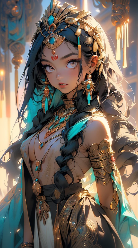 cute ,(((little ,tiny little body,little,chibi))),((())),((((1 toddler:1.4))),(baby face),(round face),(little chest),(big forhead:1.2),(anime  with extremely cute and beautiful black hair)),

((((indian girl)))),(((flat chest))),((((black hair:1.35,messy hair,colored inner hair,absurdly long unkempt hair,dark hair,black hair,very long hair,voluminous hair,Thick hair,Dense hair,long hair)))),(((turquoise_eyes:1.3))),intricate eyes,beautiful detailed eyes,symmetrical eyes,big eyes:1.5,(((lustrous skin:1.5,bright skin: 1.5,skin tanned,shiny skin,very shiny skin,shiny body,plastic glitter skin,exaggerated shiny skin,illuminated skin))),(detailed body,(detailed face)),

(cute,kawaii,(nsfw)),🦄,🌈,

navel,(((modern princess,turquoise diadem,turquoise fur sweater, turquoise fur sweater outfit, wearing a turquoise fur sweater:1.3,turquoise winter sweater))), ((skirt)),(arabian clothes,with little blue clothing,((((furry edge clothing)))),(arabian jewelry,intricate necklace),(((intricate outfit,intricate clothes,embroidered outfit,ornate outfit))),

(dynamic pose:1.0),embarrassed,(centered,scale to fit dimensions,Rule of thirds),

((snowy pine forest at night)),with dark stormy clouds,winter,scenery:1.25,((snow forest background)),Christmas tree,

highres,sharp focus,(ultra detailed,extremely detailed),(photorealistic artwork:1.37),(extremely detailed CG unity 8k wallpaper),(((vibrant colors,vibrant theme))),(intricate),(masterpiece),(best quality), egyptian
